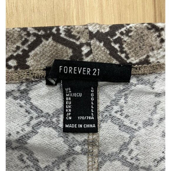 Forever 21 NWT Tan Reptile Print Hi-Lo Midi Skirt Pull-On Stretch L - Picture 2 of 3